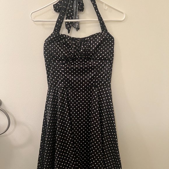 Formal Vintage Ruby Rox 90’s Polka Dot Halter dress. - Picture 2 of 6